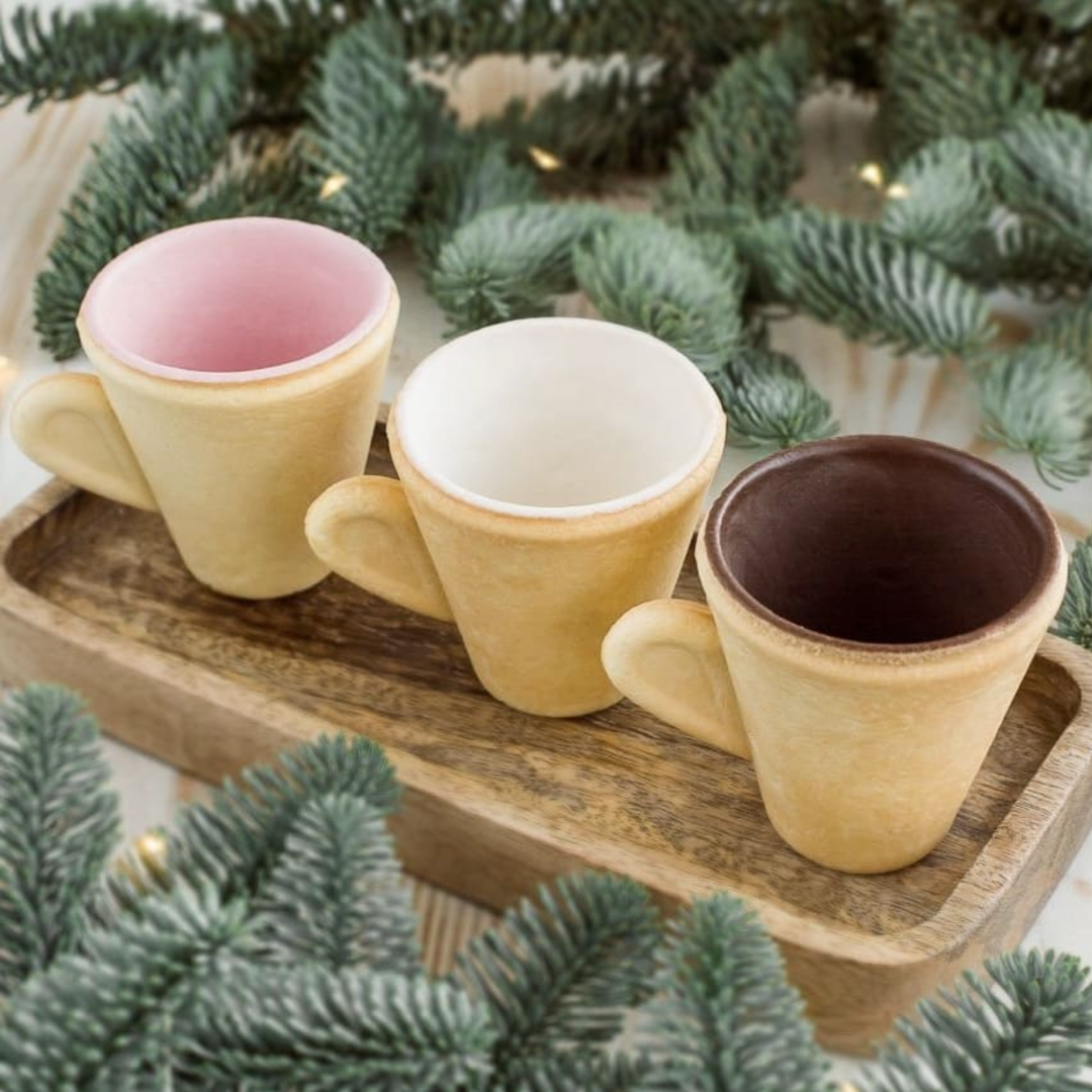 Edible Cup Set for Hot Beverages, Strawberry Chocolate