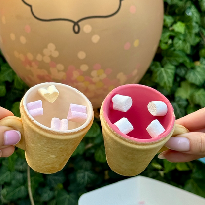 Edible Cup Set for Hot Beverages, Milk Chocolate with Marshmallows