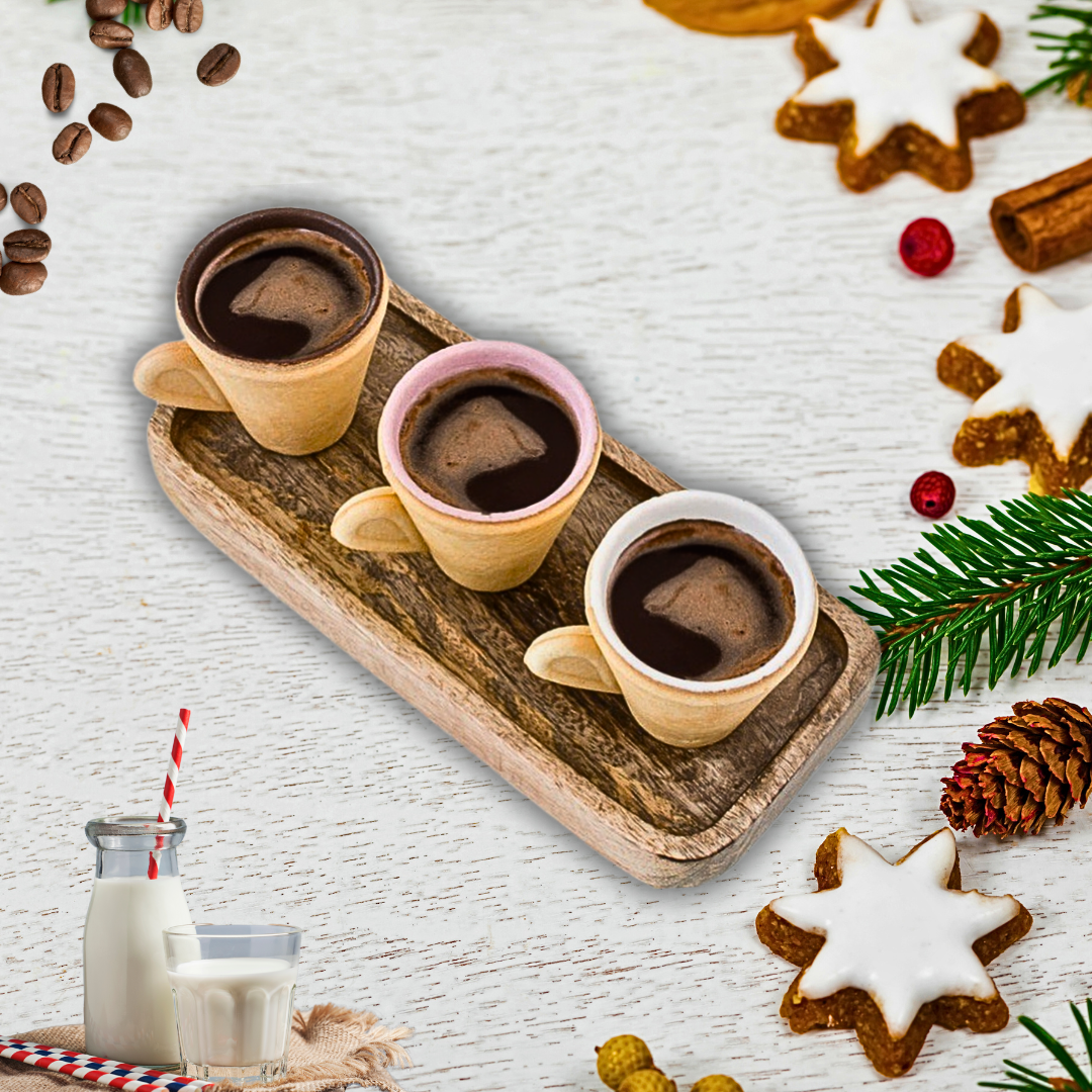 Edible Cup Set for Hot Beverages, Strawberry Chocolate