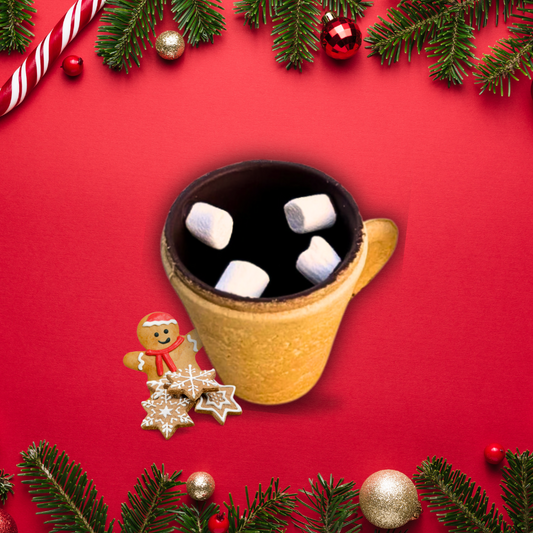 Edible Cup Set for Hot Beverages, Milk Chocolate with Marshmallows